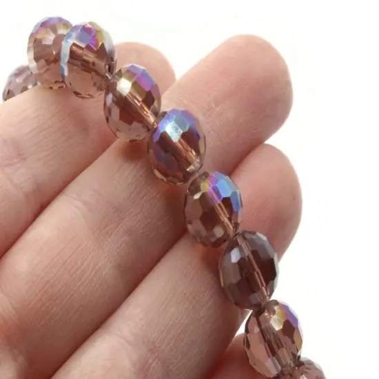 36 10mm Purple Faceted Round Glass Beads with AB Finish {2}
