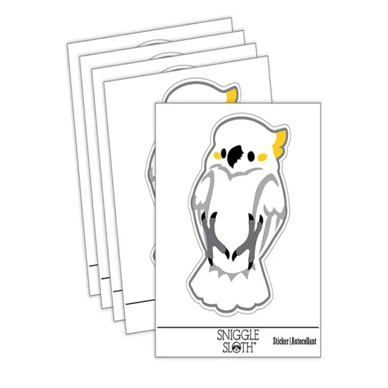 Fluffy Cockatoo Bird on Back Waterproof Vinyl Phone Tablet Laptop Water Bottle Sticker Set - 5 Pack {1}