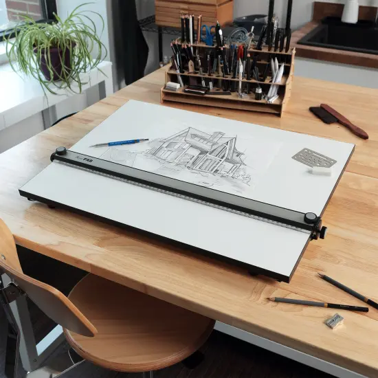 Acurit PXB Drawing Boards for Artists and Designers - Portable Workspace for Drawing, Sketching, Drafting, Painting - Fixed Angled Laminated Surface with Ruler and Parallel Motion Bar {3}