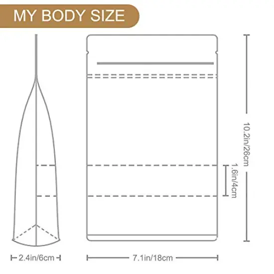 72 Pieces Stand Up Pouches, Kraft Paper Bags with Window for Coffee, Brown Resealable and Ziplock Stand Up Bags for Home or Business, 7&times;10 Inches for Packaging {6}