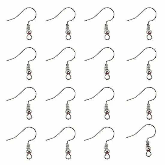 Kitcheniva 200 Pcs DIY Jewelry Making Findings Earring Hook Coil Ear Wire Silver {1}