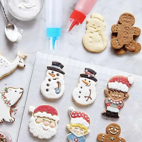 Cookie Icing Bottles, 6 Squeeze Applicator Bottles, 2 each (1, 2 and 4 ounces), Royal Icing Tools, Cake Sugar Cookie Decorating Supplies, Food Coloring, Frosting, Pancake Arts and Crafts Kit {3}