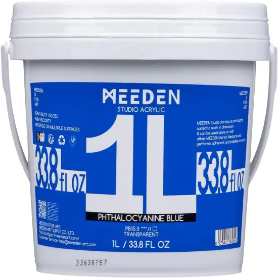 MEEDEN Phthalocyanine Blue Acrylic Paint, Heavy Body, Gloss Finish, Extra-Large 1 L /33.8 oz Non-Toxic Rich Pigments, Studio Professional Artist Acrylic Paint for Adults {1}