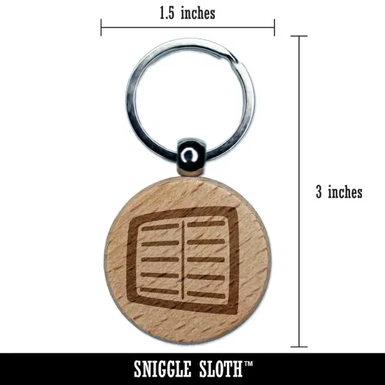 Book Journal Planner Study School Symbol Engraved Wood Round Keychain Tag Charm {2}