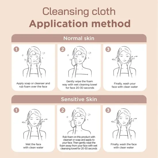 100% Viscose (vegetable fiber) Facial Wash Cloth and Makeup Remover Cloth Beige {5}