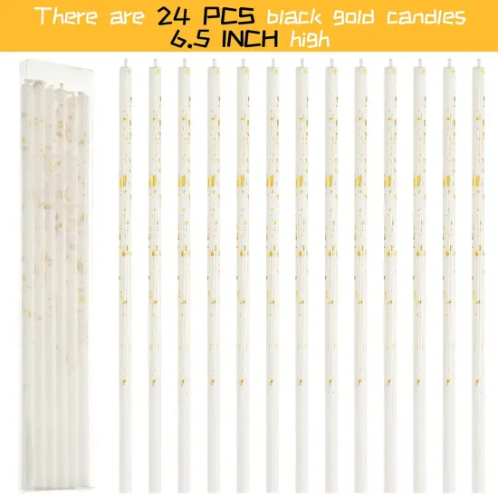 24 Pieces Birthday Candles Long Thin Cake Candle Cupcake Candles for Birthday Wedding Anniversary Graduation Retirement Party Decoration (White Gold) {6}