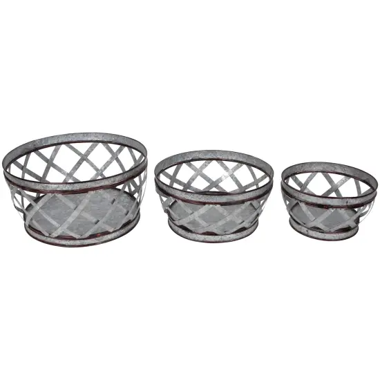 Northlight Set of 3 Metal Woven Nesting Baskets 12.5" Silver {5}