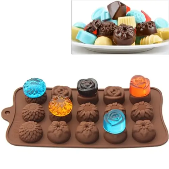 4 Pieces Silicone Chocolate Molds for Fat Bombs Snacks & Truffles, Flower Shape Silicone Molds Caramel Hard Candy Mold (11 Different Flowers) {5}