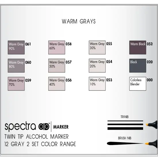 Spectra AD Marker - 12pc Cool Grays {2}