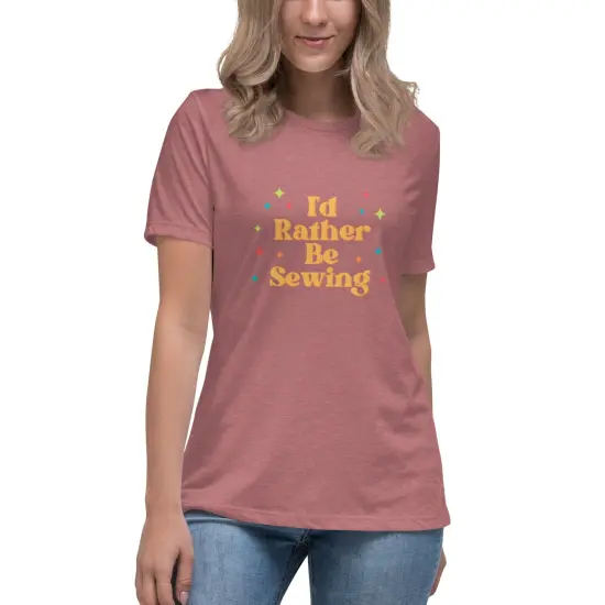 Retro Rather Be Sewing Women's Relaxed T-Shirt {4}