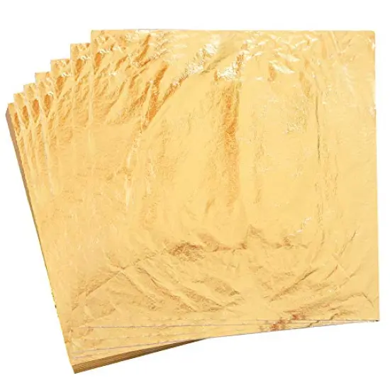 100 Gold Leaf Sheets,5.5" Gold Foil Paper for Arts Craft, Painting, Gilding, Slime, Nail Design, Furniture Decoration {2}