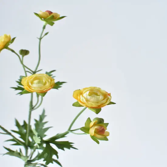22" Faux Mini Yellow Ranunculus Stem {2}