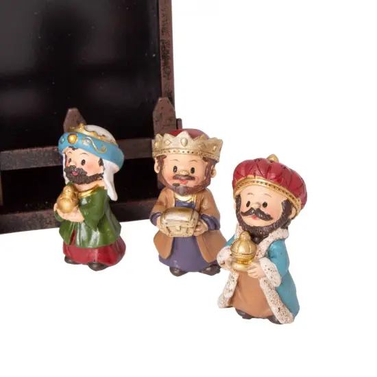 Gerson Christmas Nativity Scene Set, 11 Piece Holy Family Indoor Manger Scene Decoration with 12 x 7.5 inch Metal Creche and Resin Figurines {5}