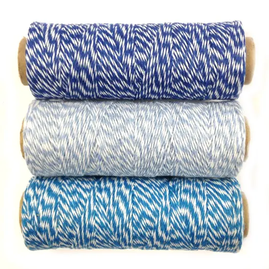 Wrapables Cotton Baker's Twine 4ply 330 Yards (Set of 3 Spools x 110 Yards) for Gift Wrapping, Party Decor, and Arts and Craft (Navy, Blue Grey, Blue) {1}