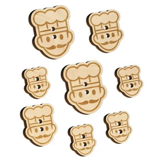 Occupation Chef Cook Man Icon Wood Buttons for Sewing Knitting Crochet DIY Craft {7}