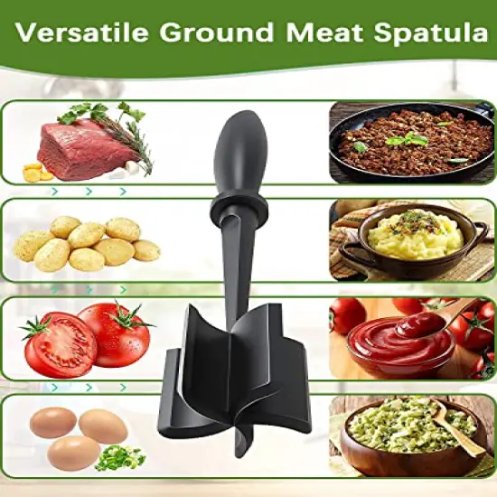 Meat Chopper, Heat Resistant Meat Masher for Hamburger Meat, Ground Beef Smasher, Nylon Hamburger Chopper Utensil, Ground Meat Chopper, Non Stick Mix Chopper, Mix and Chop, Potato Masher Tool {5}