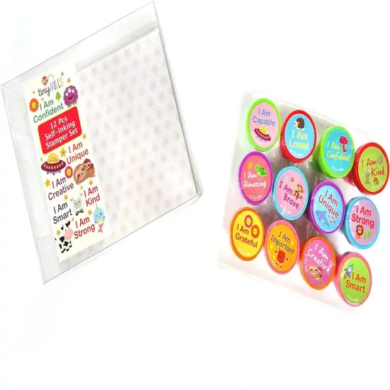 TINYMILLS 12 Pcs Positive Affirmation Stamp Kit for Kids - Positive Mindfulness Self Inking Stamps {3}