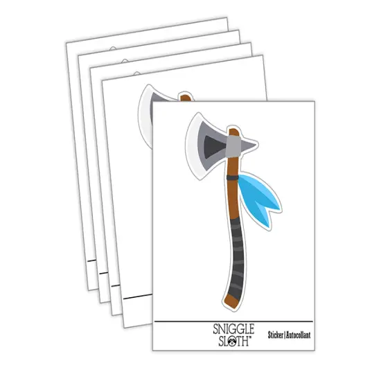Tomahawk Native American Axe Tool Weapon Waterproof Vinyl Phone Tablet Laptop Water Bottle Sticker Set - 5 Pack {2}