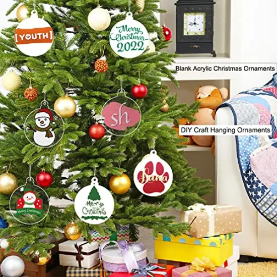20Pcs 3 Inch Clear Blank Acrylic Christmas Ornaments 2023 Unfinished Round Acrylic Christmas Ornaments for DIY Craft Hanging Ornaments for Christmas Tree Decoration Xmas Day Home Party Decorations {6}