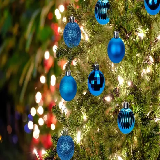1.6in 36-Piece Shatterproof Christmas Balls - Xmas Tree Ornaments Blue {2}