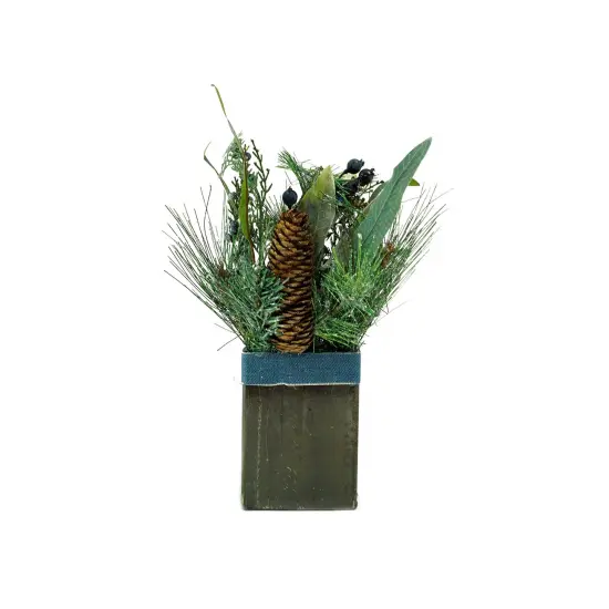 Northlight 13" Green and Blue Square Potted Frosted Blueberry Artificial Christmas Arrangement {1}