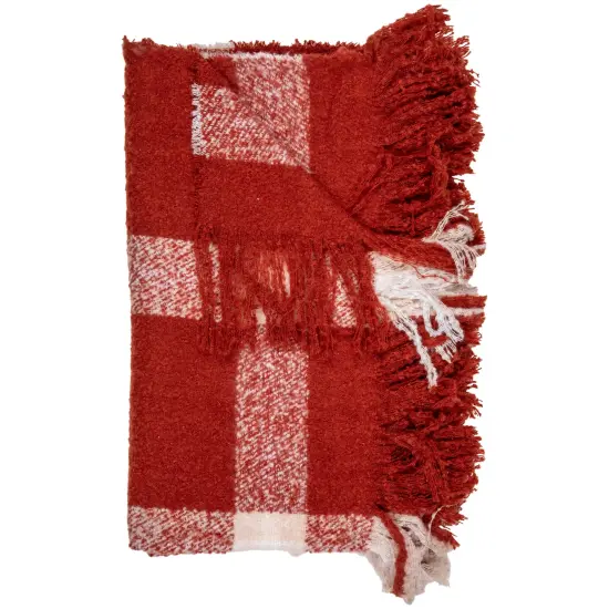 Northlight Red Plaid Woven Fringed Christmas Throw Blanket 50" x 60" {5}