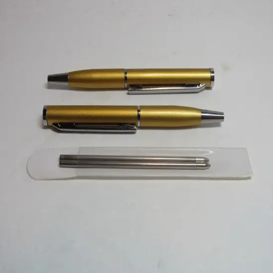 Kitcheniva 2 Super Mini Brushed Gold Metal Ballpoint Pen 2 Extra Refills {2}
