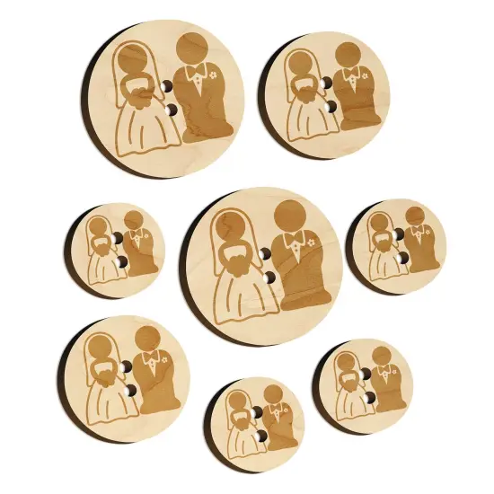 Bride and Groom Wedding Wood Buttons for Sewing Knitting Crochet DIY Craft {7}