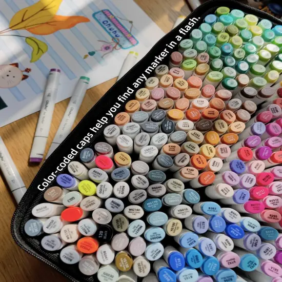 Ohuhu Oahu 320 Colors Alcohol-Based Markers - Dual Tip Chisel & Fine {4}