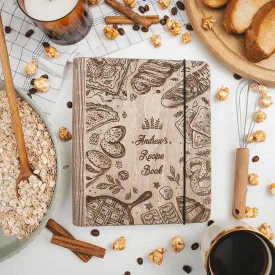 Wooden Recipe Book, Personalized Christmas Gift, Cooking Gift for Woman {6}