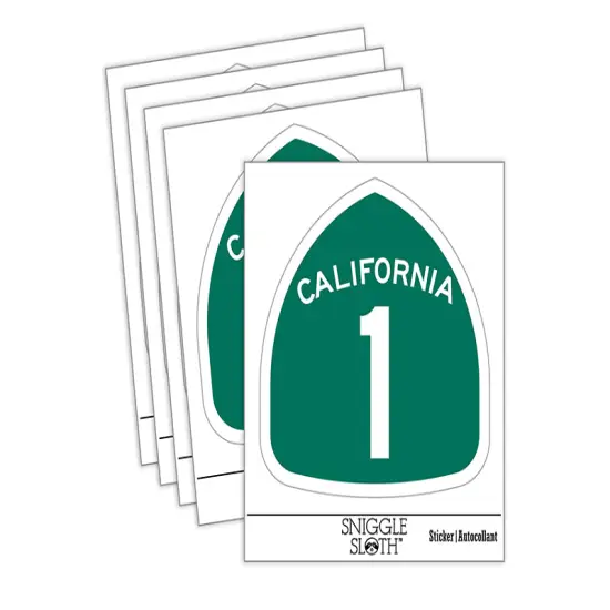 California Highway One Pacific Coast Sign Waterproof Vinyl Phone Tablet Laptop Water Bottle Sticker Set - 5 Pack {1}