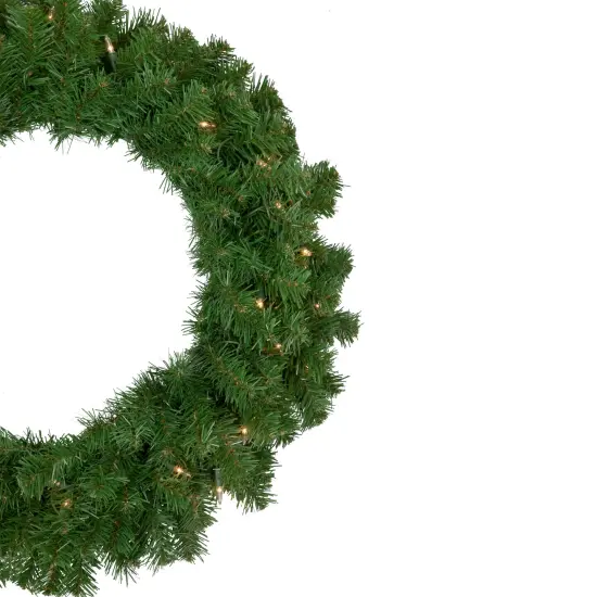 Northlight Pre-Lit Deluxe Dorchester Pine Artificial Christmas Wreath - 24" - Clear Lights Green {4}