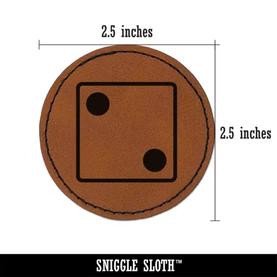 Two 2 Dice Die Round Iron-On Engraved Faux Leather Patch Applique - 2.5" Brown {3}