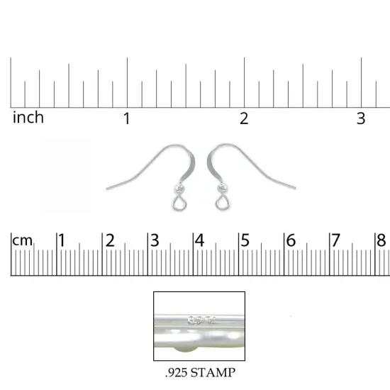 JewelrySupply Sterling Silber Flat Earring Wire with 2.5mm Bead (1 Pair of Sterling Silver Earrings) {2}