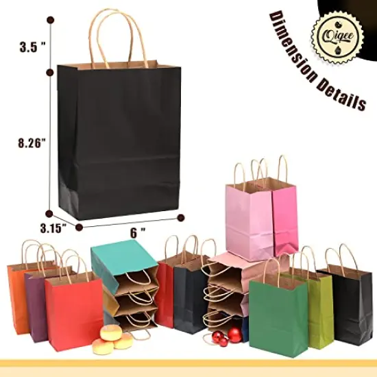 32 Packs Paper Bags with Handles Bulk 8.26"&times;6"&times;3.15" Small Gift Bags 16 Different Senior Color Bags Multiple Uses（Small Size） {6}