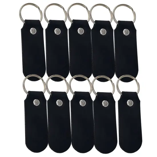 2 Sided Leather Key Chains 10 Pack-Customize it for Promotional Gifts, Fundraising, Events, Wedding - Engrave on Both Sides Black {4}