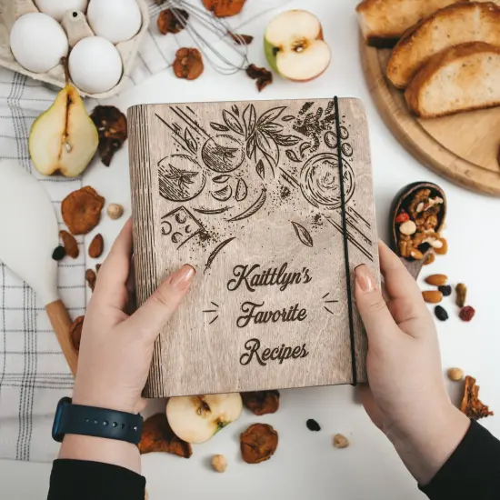 Recipe Book, Wood Cookbook, Personalized Gift for Mom, Cook Gifts by Enjoy The Wood {7}