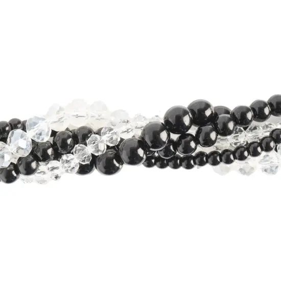 Crystal Lane DIY Black Dalia Twisted Glass & Pearls Beads, 5 Strands {1}