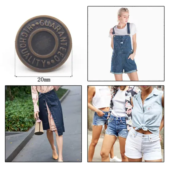 12 Set 20 mm Replacement Jean ButtonsCombo Copper Tack Buttons {3}