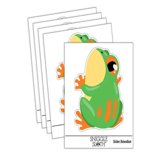 Cute Sticky Frog Looking Back Waterproof Vinyl Phone Tablet Laptop Water Bottle Sticker Set - 5 Pack {2}