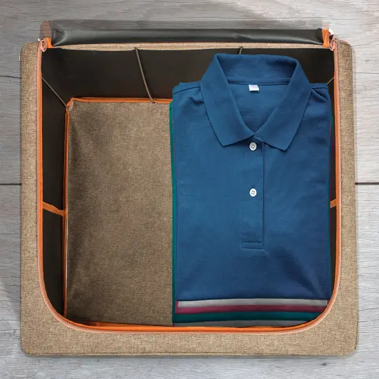 Sorbus Fabric Storage Bins - Stackable, Foldable Organizer, with Clear Window (Set of 2) Brown {5}