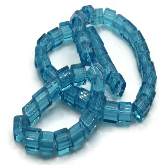 50 6mm Sky Blue Glass Cube Beads {6}