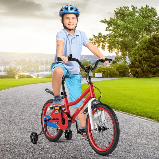 18 Feet Kid's Bike with Removable Training Wheels Red {1}