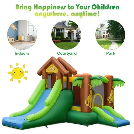 Kids Inflatable Jungle Bounce House Castle including Bag {5}