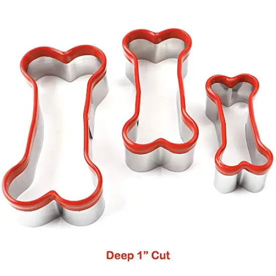 3 Pieces Dog Bone Cookie Cutters Set, Dog Treats Cookie Cutter, Dog Bone Shapes Cutters, Homemade Dog Biscuit Treats Cutters, Coated with Soft PVC for Protection, 2.4" 3.2'' 3.9'' {1}