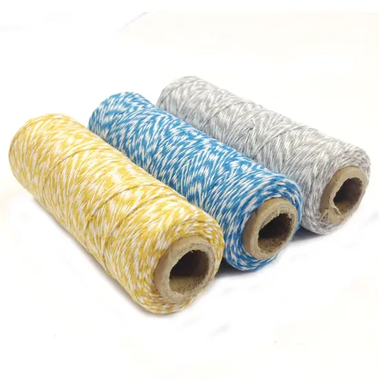 Wrapables Cotton Baker's Twine 4ply 330 Yards (Set of 3 Spools x 110 Yards) for Gift Wrapping, Party Decor, and Arts and Craft (Grey, Blue, Dark Yellow) {2}