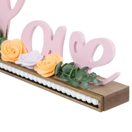 Northlight Love with Flowers Wooden Valentine's Day Sign - 11.25" Pink {6}