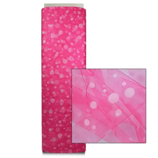 Premium Flocked Polka Dot Tulle Fabric Bolt of 54" X 25 Yards Lime {4}
