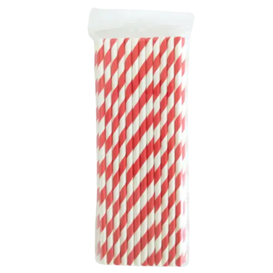 Kitcheniva Biodegradable Paper Straws Pattern Color 100 to 200 Pcs Red stripe {1}