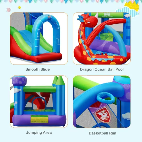 Kids Inflatable Bounce House Dragon Jumping Slide Bouncer Castle {5}